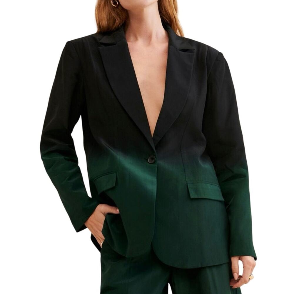 NIRMOOHA Anthropologie Emerald Green Ombre Blazer Jacket Dressy Evening Sz Small